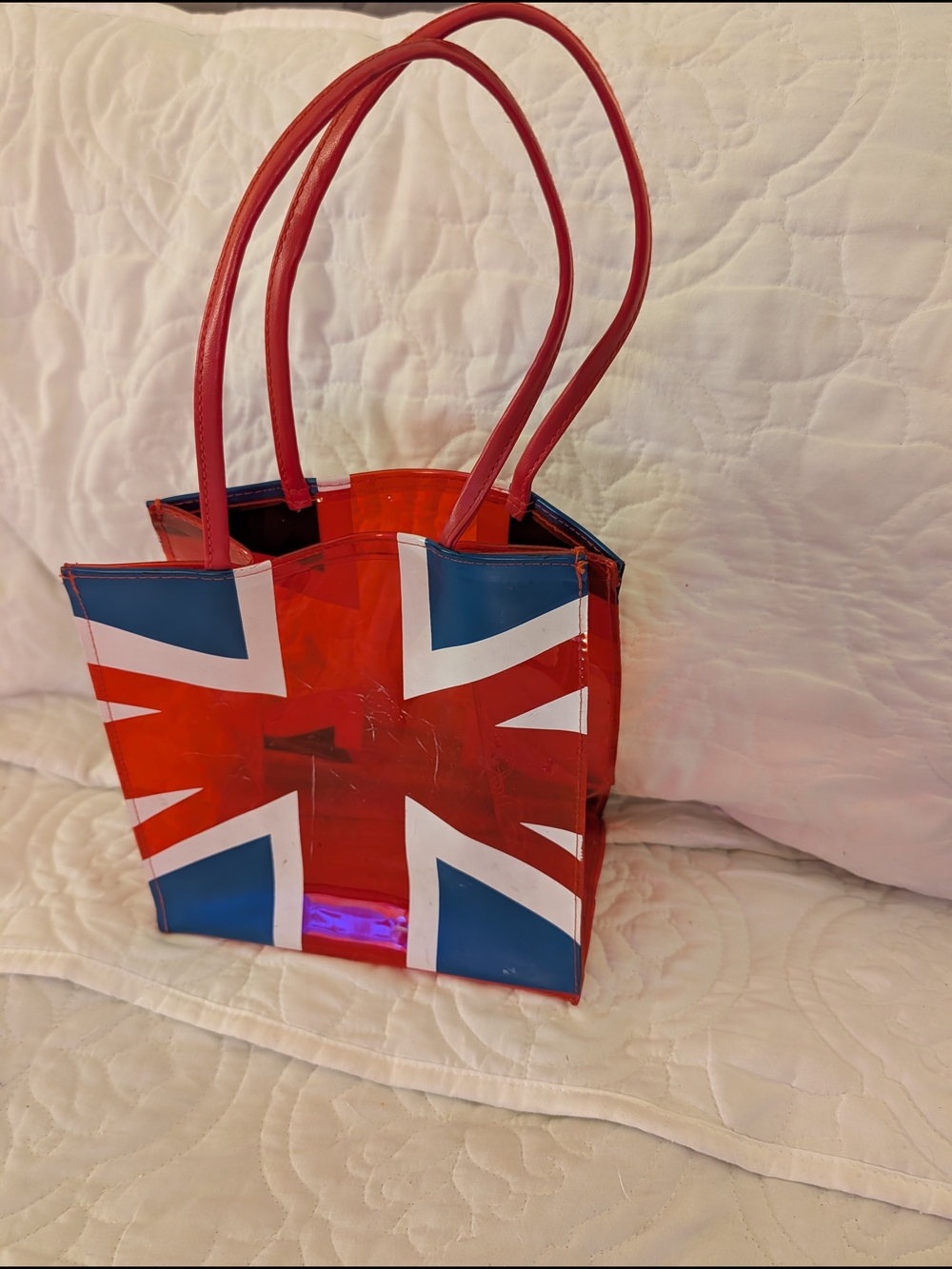 Union Jack Clear Tote Bag in Red, Blue & White